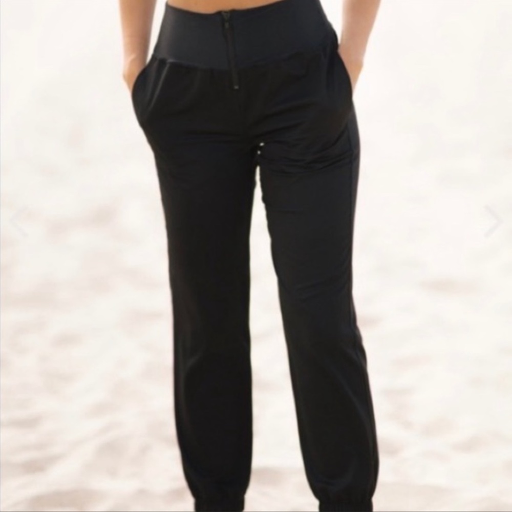 Five Dancewear Womens Activewear Dance Pants Black High Rise Pockets Zipper XS